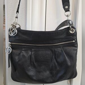 Coach Poppy Legacy Black Crossbody Bag with Silver Accents - Excellent Condition